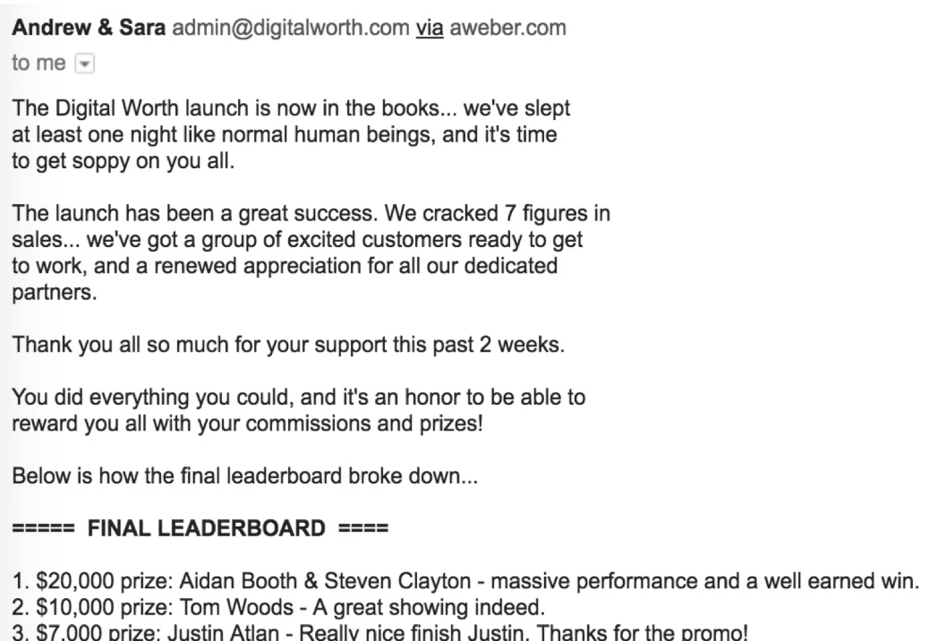 Final leaderboard: Tom Woods in second place, $10,000 prize